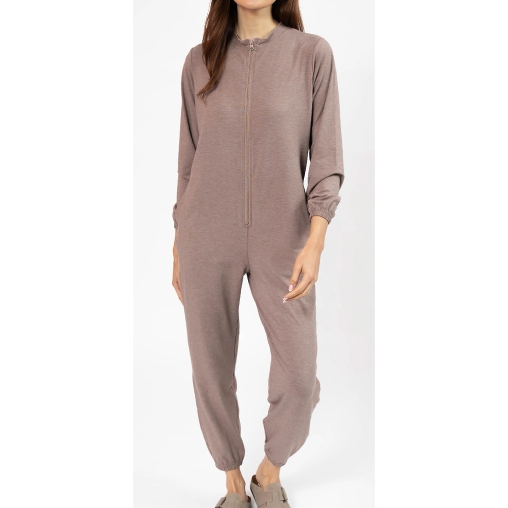 Smash + Tess Matilda Zip Up Romper in Mocha Brown